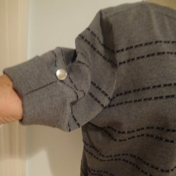 NEW Apt. 9 Women Plus Grey Boat Neck Short Sleeve Pullover Gathered Sides 2X - Picture 2 of 8